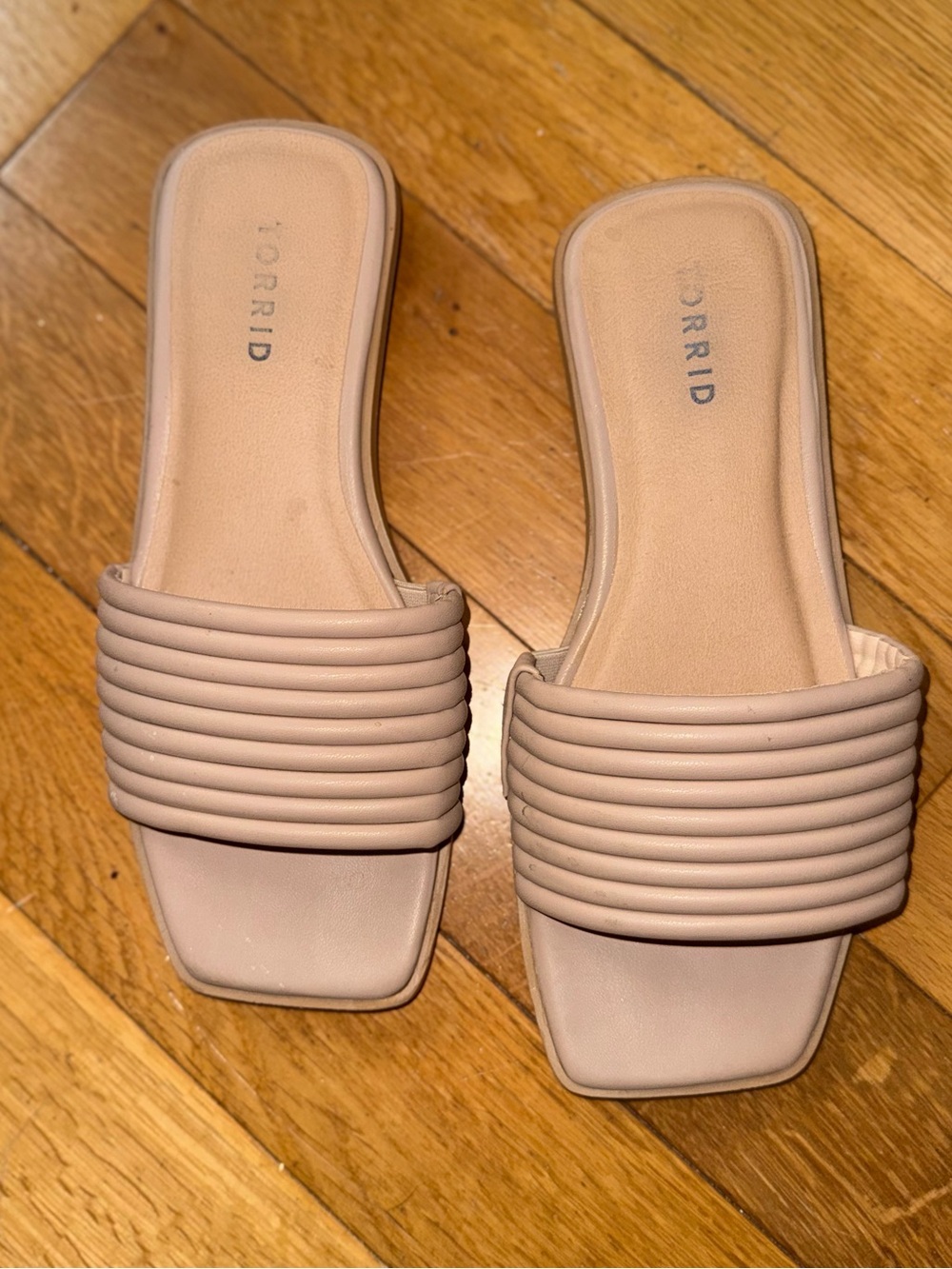 torrid Padded Quilted Slide Mules in Nude pink